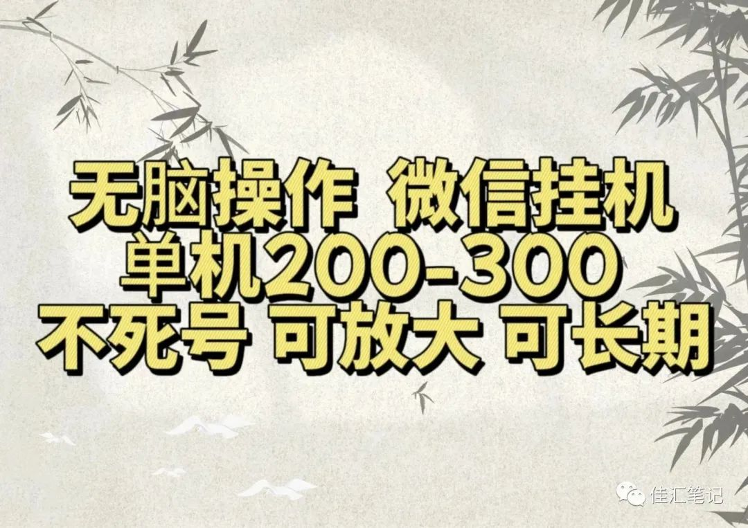 无脑操作微信视频号挂机单机200-300一天，不死号，可放大，工作室实测